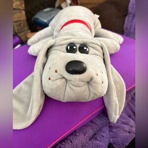 Gray and Red Vintage Pound Puppy Plush Dog Toy with Floppy Ears. EUC.